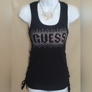 GUESS Embellished Black Tank Top